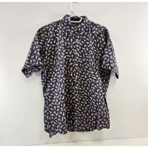 Chaps Ralph Lauren Hawaiian Fish All Over Print Vtg Button Down Mens Size Large